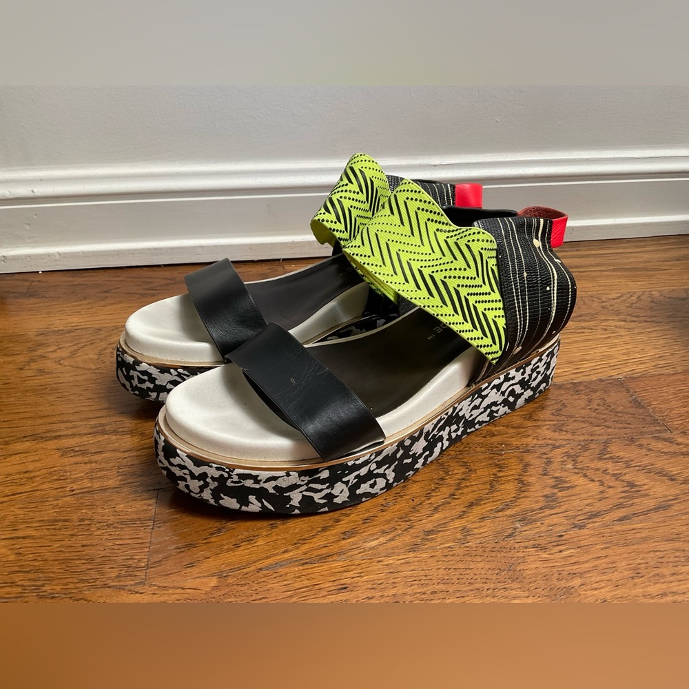 United Nude Wedge Platform Shoes Size 38 Black White Green Orange